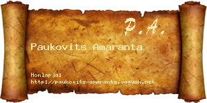 Paukovits Amaranta névjegykártya